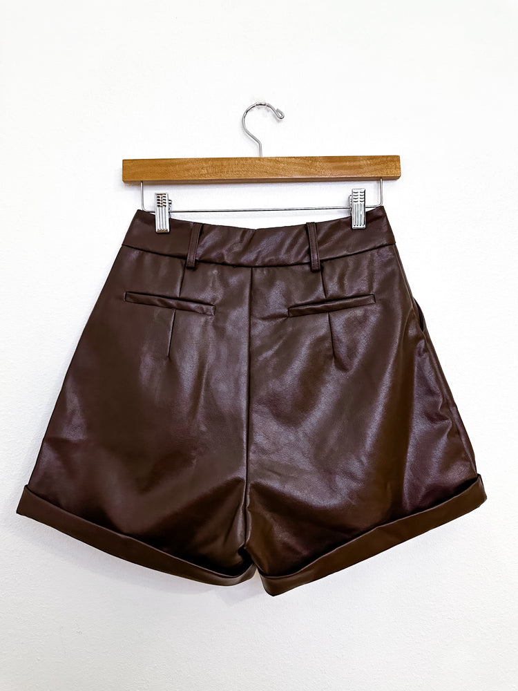 FAUX-GET IT HIGH WAIST SHORTS