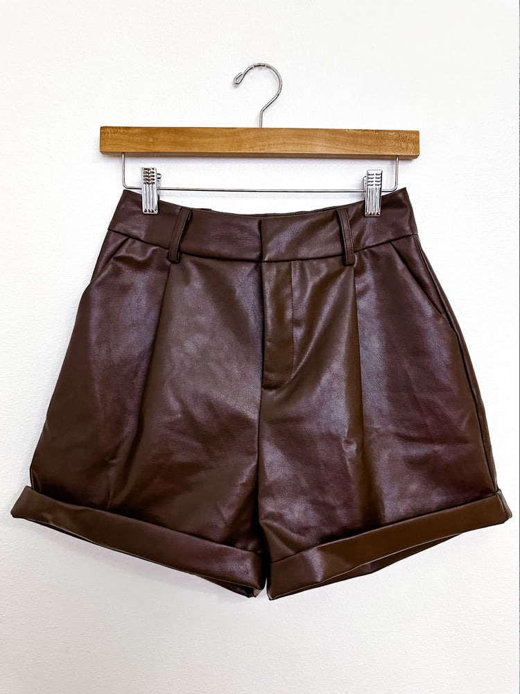 FAUX-GET IT HIGH WAIST SHORTS